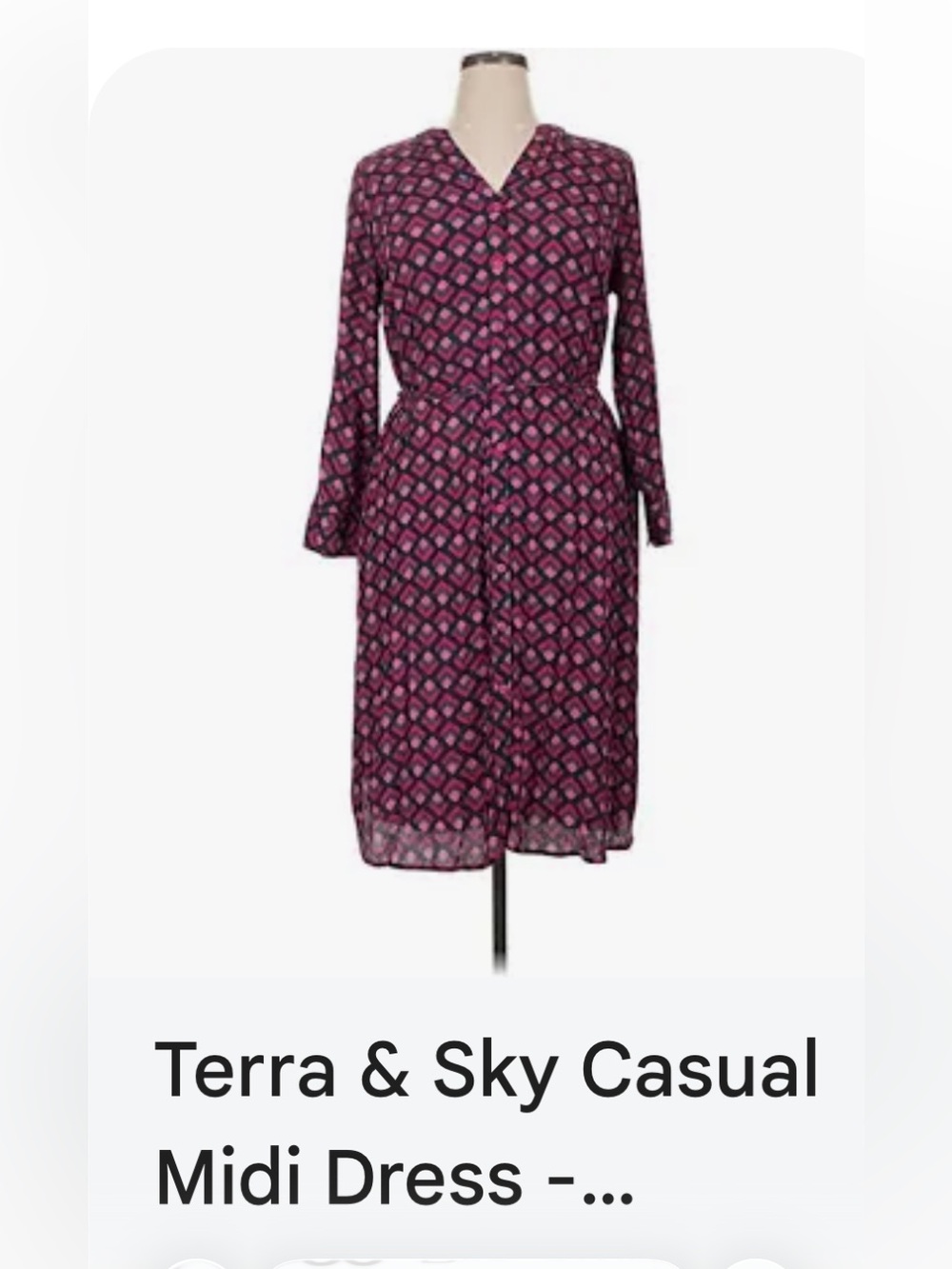 Terra & Sky Magenta Geometric Wrap Midi Dress